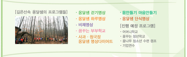 깊은산속 옹달샘의 프로그램들